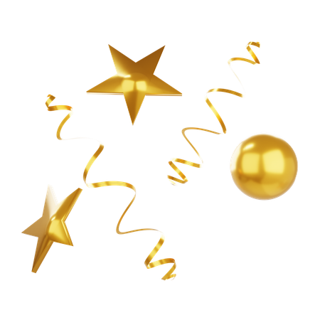 Confete de ouro com bugiganga estrela  3D Icon