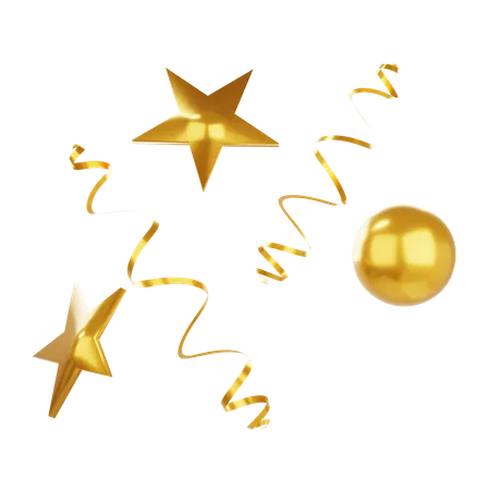 Confete de ouro com bugiganga estrela  3D Icon