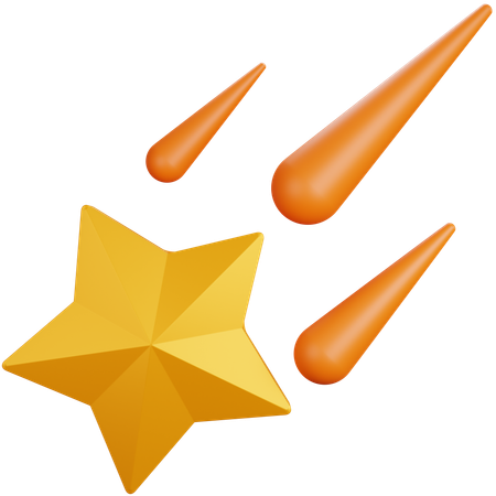 Estrela cadente com alguns meteoros  3D Icon