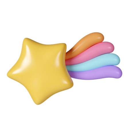 Estrela cadente com arco-íris  3D Icon