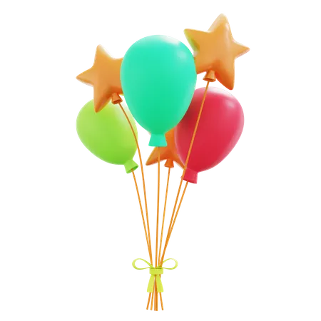 Estrela e balão  3D Icon