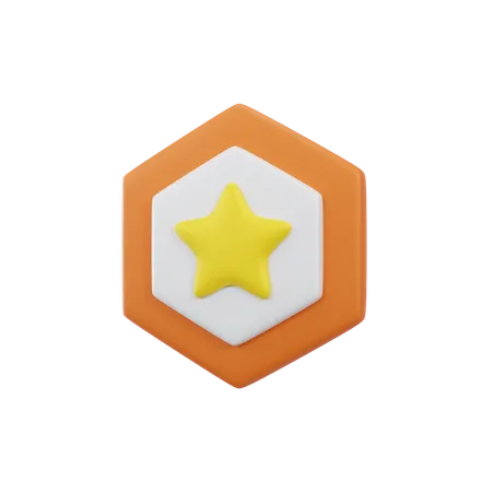 Distintivo de estrela laranja  3D Icon
