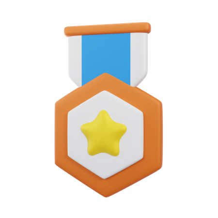 Medalha estrela laranja  3D Icon