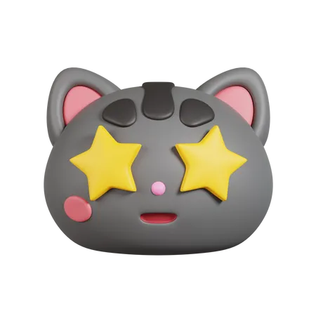 Estrelas douradas para olhos de gato animado  3D Emoji
