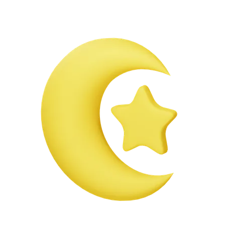 Estrella y luna  3D Icon