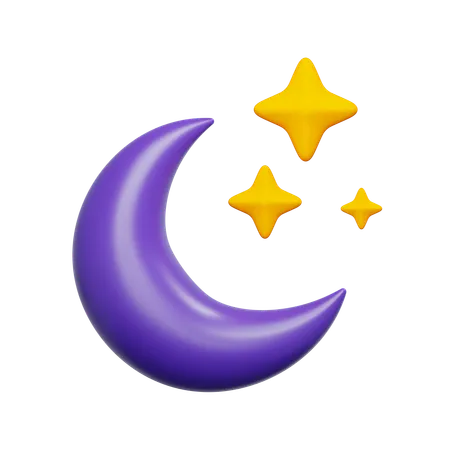 Estrellas y luna  3D Icon