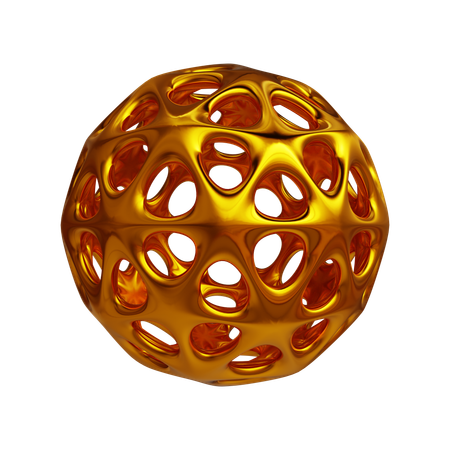 Estructura alámbrica de esfera ICO dorada  3D Icon