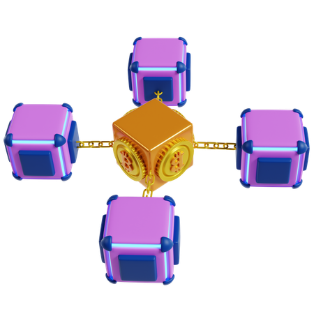 Estructura innovadora de la red blockchain  3D Illustration