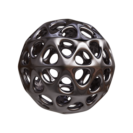 Esfera de metal ico con estructura alámbrica abstracta  3D Icon