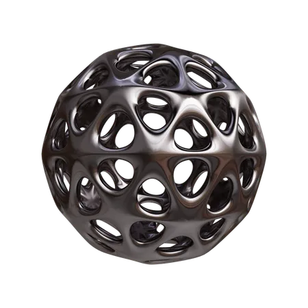 Esfera de metal ico con estructura alámbrica abstracta  3D Icon