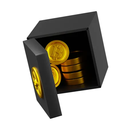 Caja negra con moneda dorada en el interior.  3D Icon