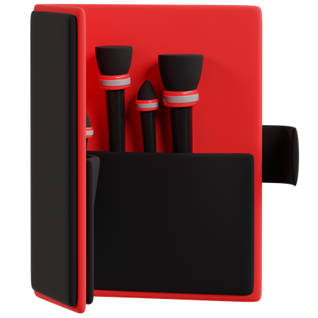 Estuche esencial para brochas de maquillaje en rojo y negro  3D Icon