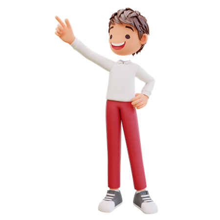 Estudante apontando para cima  3D Icon