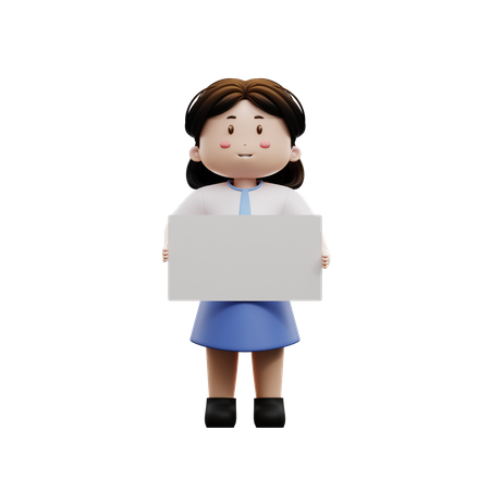 Aluna com papel em branco  3D Illustration