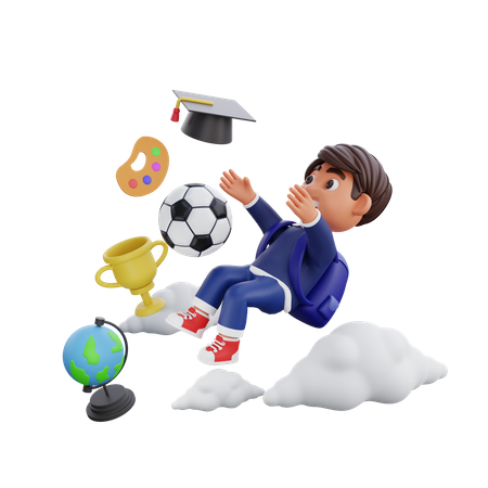 Menino de escola se formou  3D Illustration