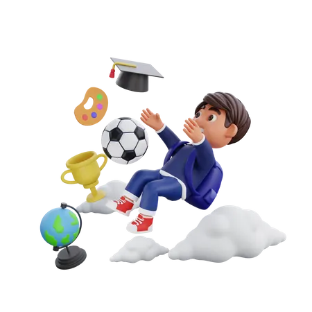 Menino de escola se formou  3D Illustration