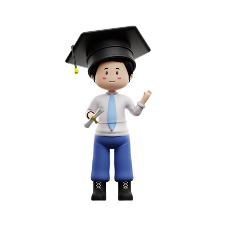 Estudante graduado com certificado  3D Illustration