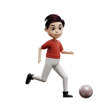 Garoto estudante jogando bola  3D Illustration