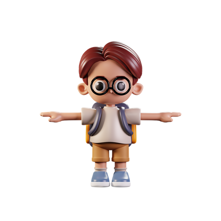 Estudante mostrando pose  3D Icon