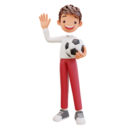 Estudante segurando futebol  3D Icon