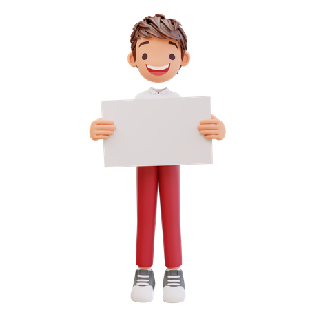 Estudante segurando papel em branco  3D Icon