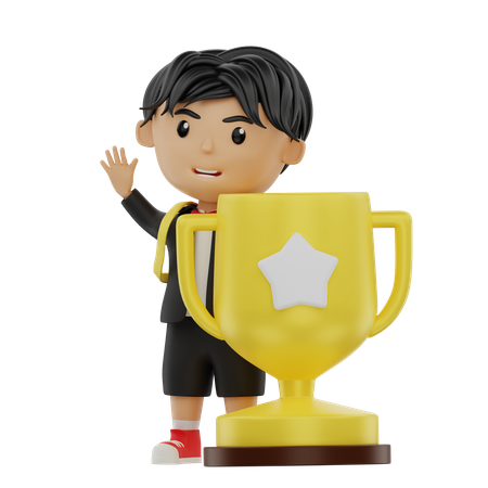 Aluno traz um troféu  3D Illustration