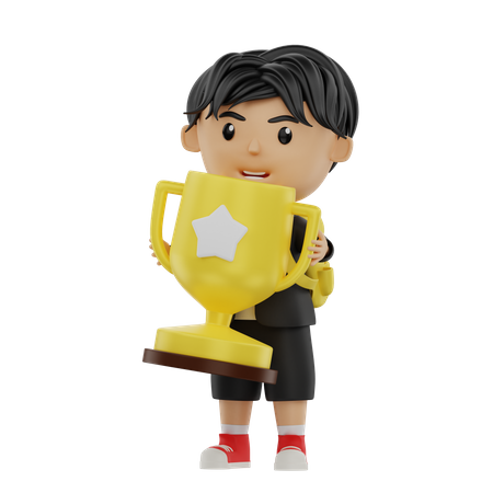 Aluno traz um troféu  3D Illustration