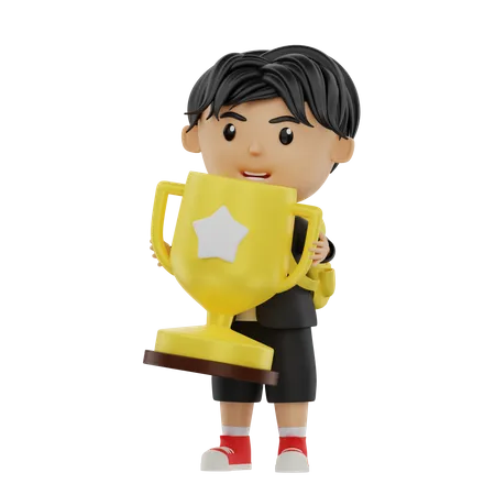 Aluno traz um troféu  3D Illustration