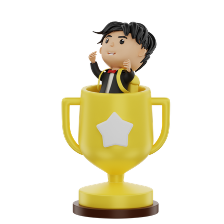 Aluno traz um troféu  3D Illustration