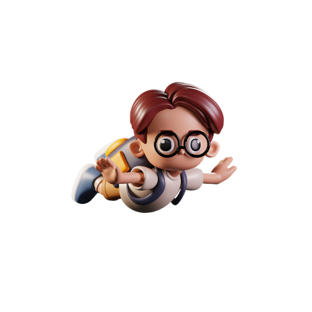 Estudante voando no ar  3D Icon