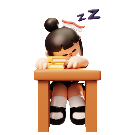 Estudiante durmiendo en clase  3D Illustration