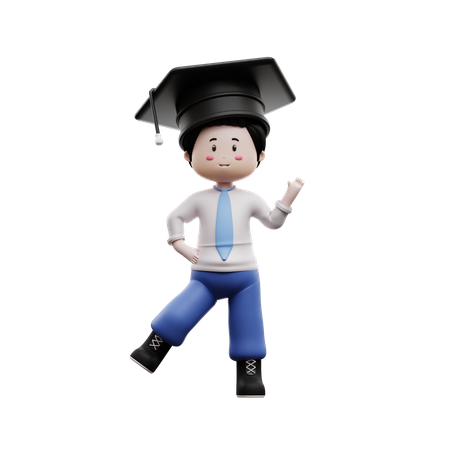 Estudiante Graduado Bailando  3D Illustration