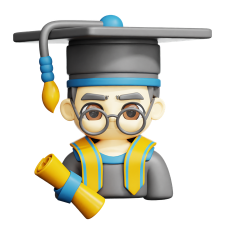 Hombre estudiante graduado  3D Icon