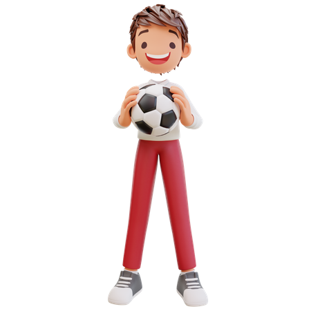 Estudiante sosteniendo futbol  3D Illustration