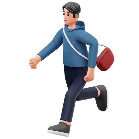 Estudiante masculino corriendo al campus  3D Icon