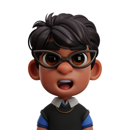 ESTUDIANTE NIÑO CON GAFAS ESTILISTA  3D Icon