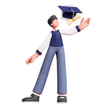 Estudiante masculino obteniendo título de graduación  3D Illustration