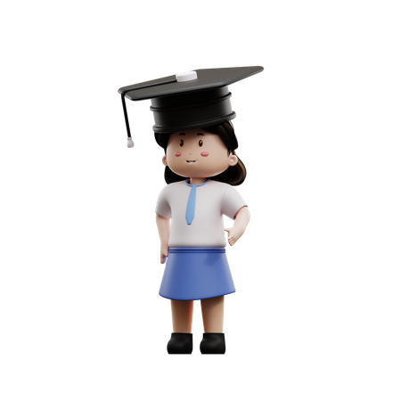 Estudiantes femeninas con birretes de graduación  3D Illustration