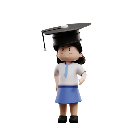 Estudiantes femeninas con birretes de graduación  3D Illustration