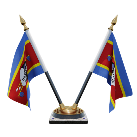 Eswatini Double Desk Flag Stand  3D Flag