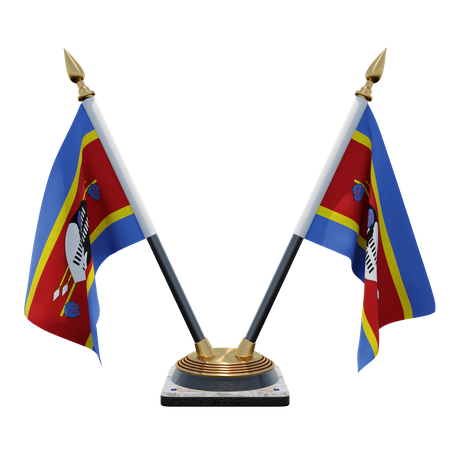 Eswatini Double (V) Desk Flag Stand  3D Icon