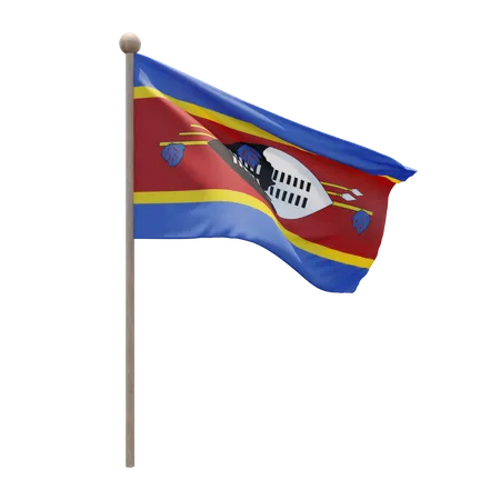 Eswatini Flag Pole  3D Illustration
