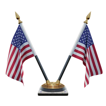 Porte-drapeau à double bureau des États-Unis  3D Flag