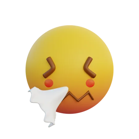 Éternuer le visage avec un mouchoir  3D Emoji