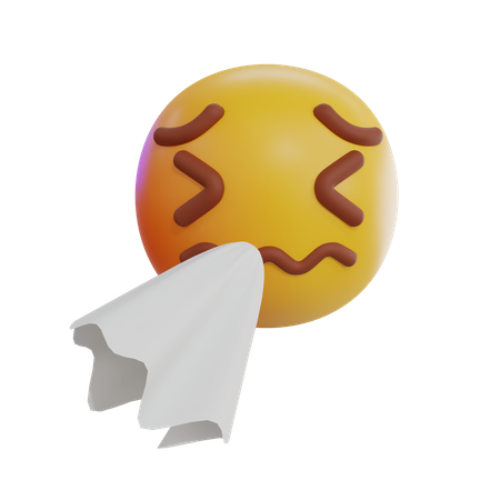 Éternuer avec un emoji en tissu  3D Icon