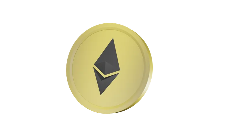 Ethereum Gold Coin 3D Icon
