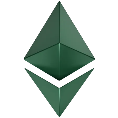 3 D Icon Of A Green ETH Sign 3D Icon