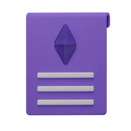 3 D Render Purple Crypto Certificate Isolated Object With High Quality Render 3D Icon