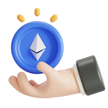 Ethereum Coin In Hand 3D Icon