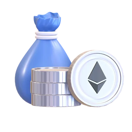 Sack Of Ethereum Asset Icon Cryptocurrency Symbol 3 D Render Illustration 3D Illustration